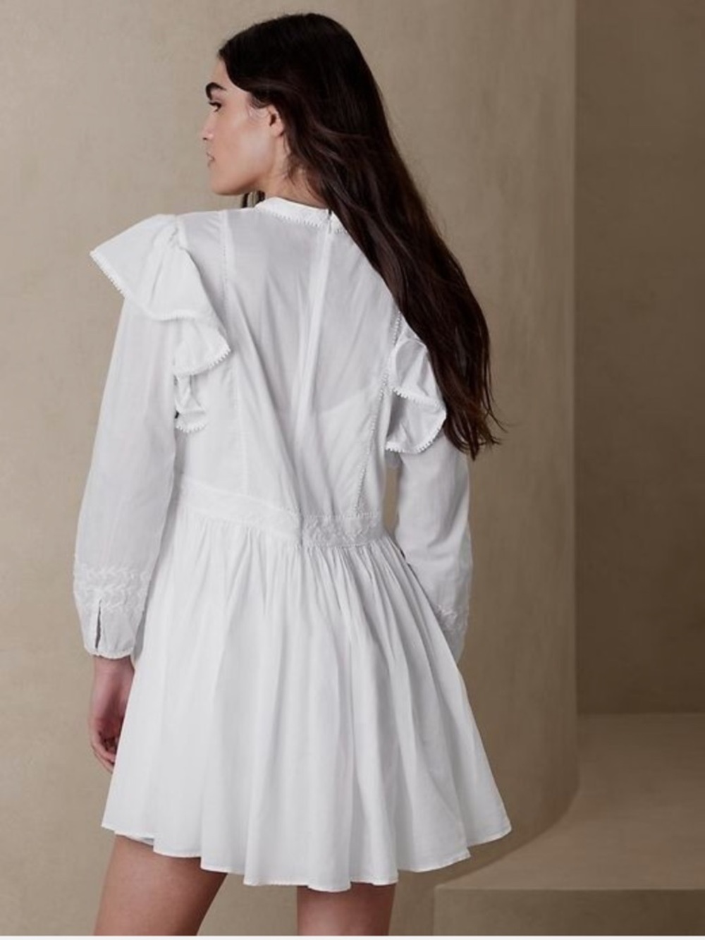 Banana Republic White Ruffle-Trim Mini Dress - Picture 3 of 7